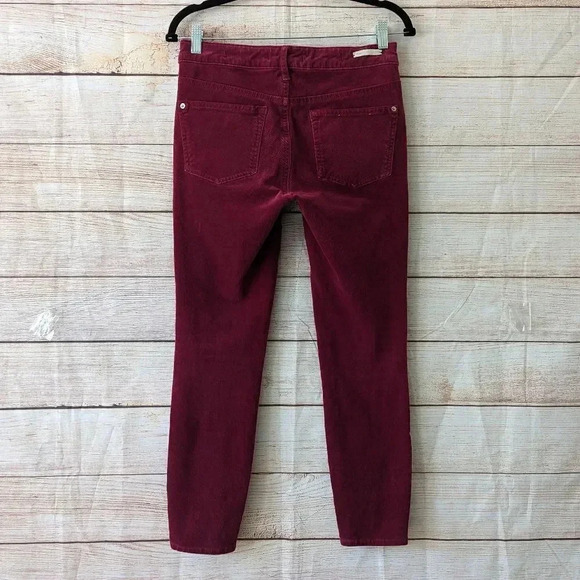 Pilcro & The Letterpress Size 27 High Rise Skinny Ankle Corduroy Pants Maroon - Picture 8 of 11